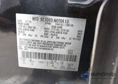 2014 Ford Edge Limited from USA, damaged, VIN 2FMDK3KC0EBB52012